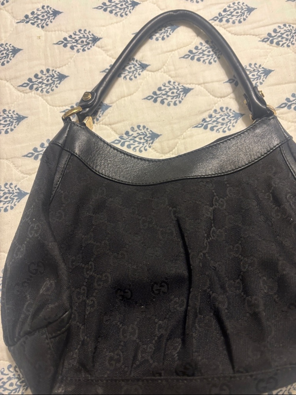 Gucci Black Shoulder Hobo Bag with Gold Accent - Picture 2 of 5